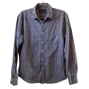 Luke & Dutch Sz L Cotton Blue Gray Gingham Check Button Front L/S Western Shirt